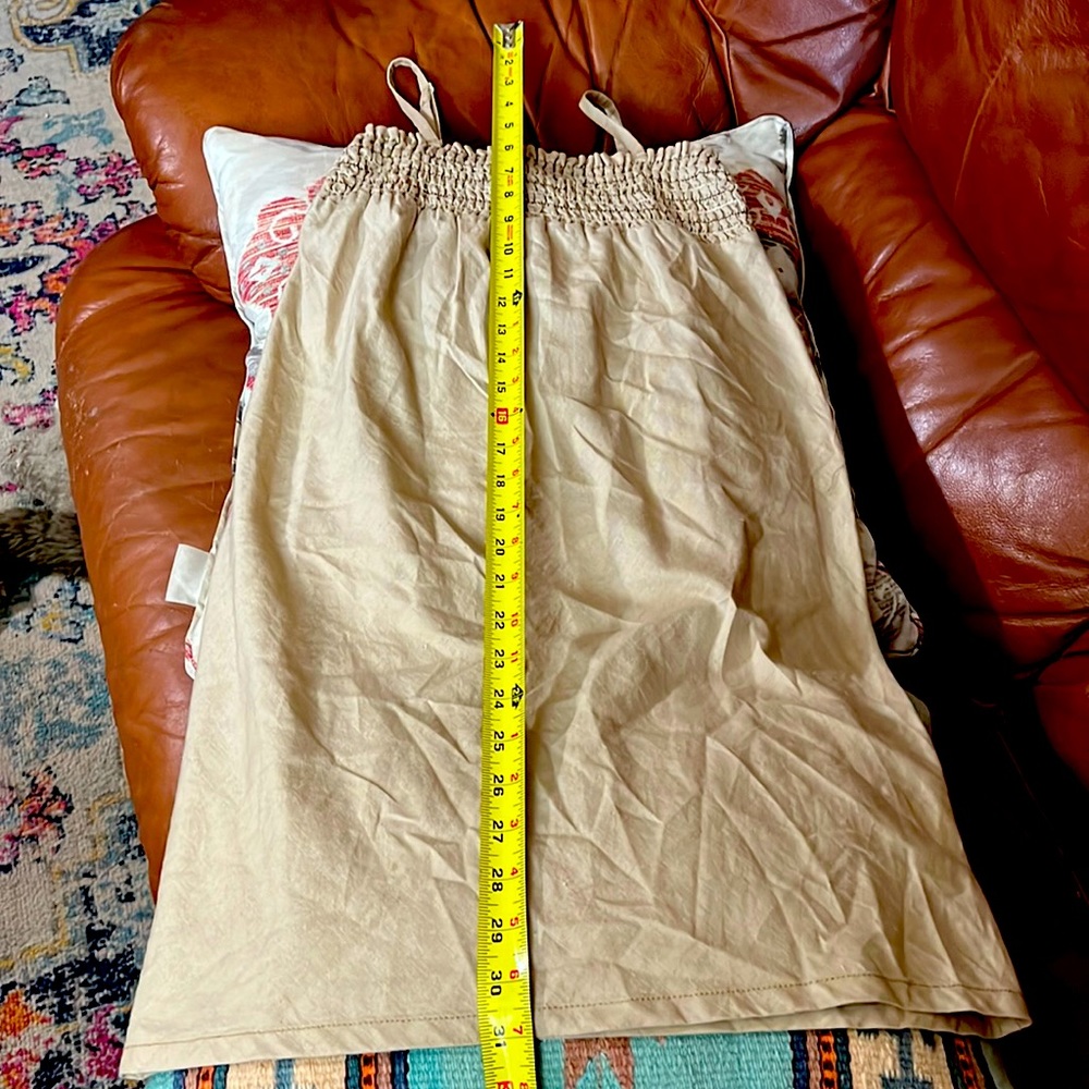 Old Navy XS Beige/Tan Spaghetti Strap Linen/Cotton Blend Dress
